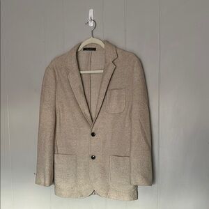 ZARA Man Beige Knit Blazer Jacket – Size M – Soft Textured Casual Coat